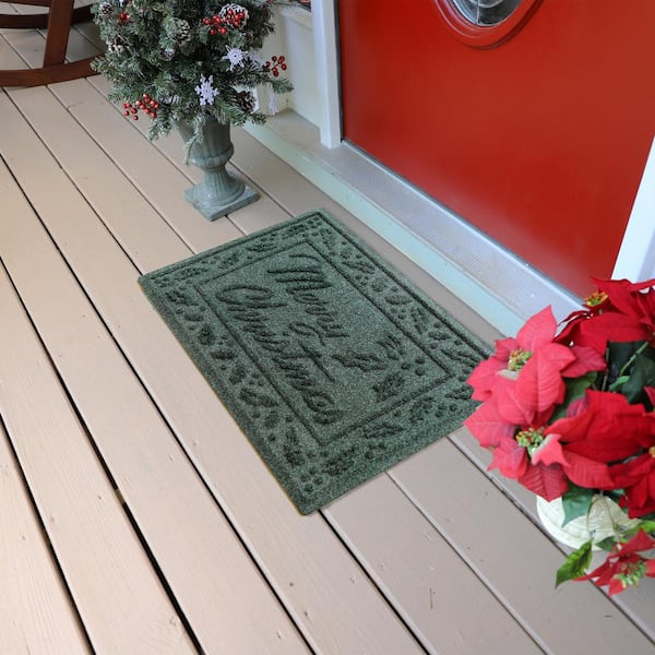 Waterhog Merry Christmas 20 in. x 30 in. PET Polyester Indoor Outdoor Door Mat Evergreen