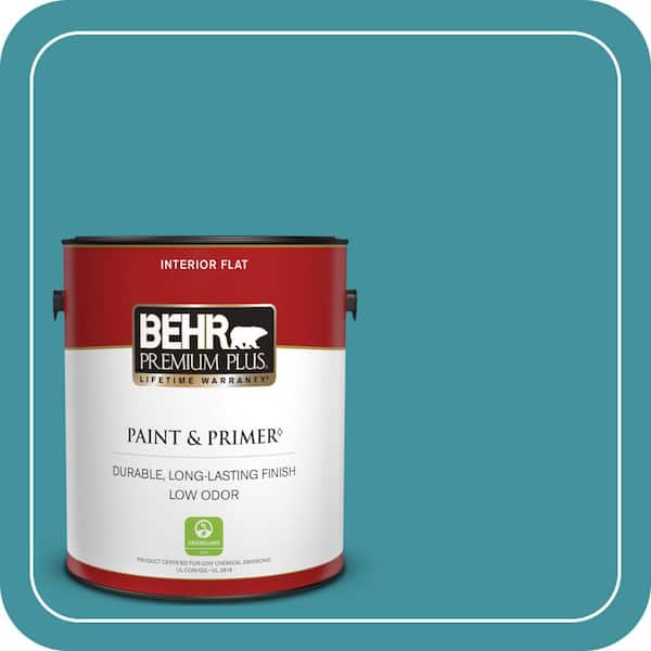 BEHR PREMIUM PLUS 1 gal. #520D-6 Lagoon Flat Low Odor Interior Paint & Primer