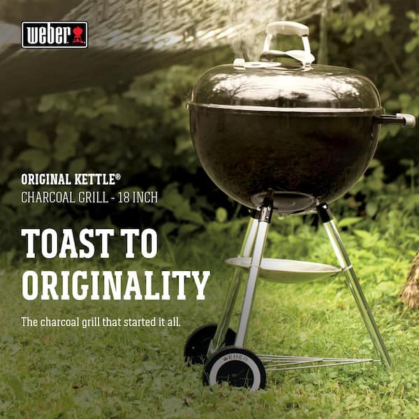 Weber 18 in. Original Kettle Charcoal Grill in Black 441001 - Home Depot