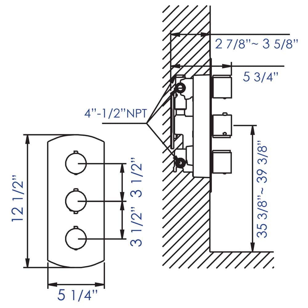 Polished Chrome Round 2-Way Thermostatic Shower Mixer