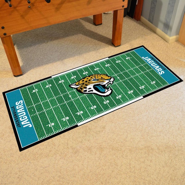 FANMATS Jacksonville Jaguars 3 ft. x 6 ft. Football Field Runner Rug 7355 -  The Home Depot