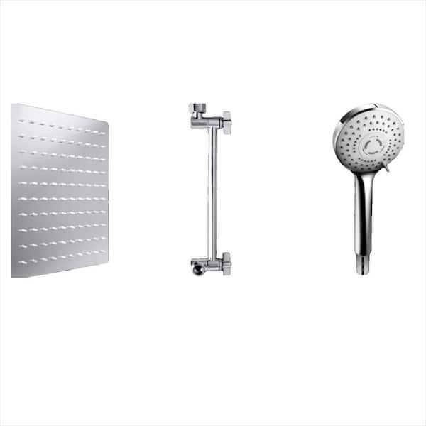 1-Piece High Pressure Rain Shower Head  in Chrome with 11 in. Adjustable Extension Arm and 5 Settings Handheld