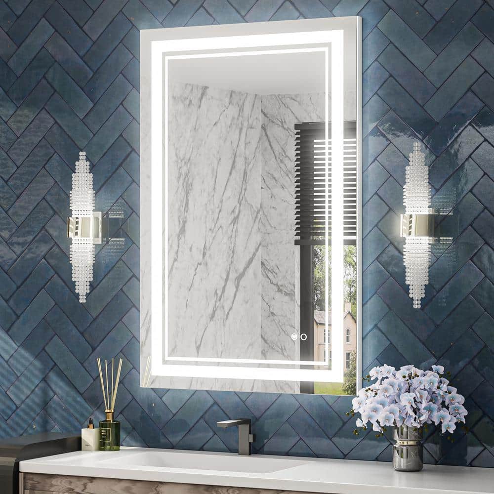 KeonJinn 24 in. W x 36 in. H Rectangular Frameless AntiFog LED Wall