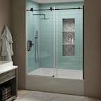 Coraline XL 56 - 60 in. x 70 in. Frameless Sliding Tub Door with StarCast Clear Glass in Oil Rubbed Bronze, Left Opening