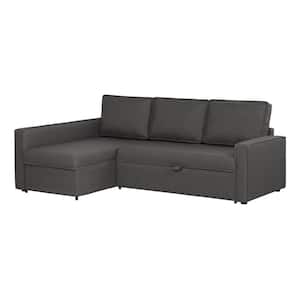 Live-it Cozy 1-Piece Charcoal Gray Polyester Sectional Sofa with Reversible Sleeper and Removable Cushions