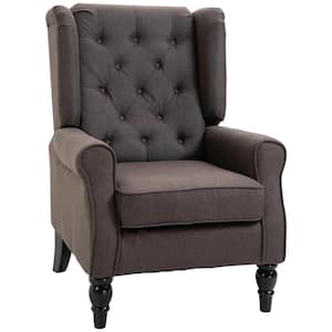 Button-Tufted Accent Chair with High Wingback, Rounded Cushioned Armrests and Thick Padded Seat, Dark Brown