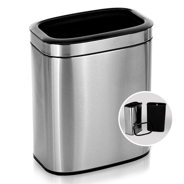 5.3 Gal. Stainless Steel Rectangular Liner Open Top Trash Can (2-Pack)