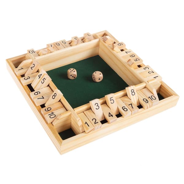 Bike Lane 4 Player Shut the Box Game Set - Classic Wooden Multi-Player Critical Thinking Activity for Kids and Adults