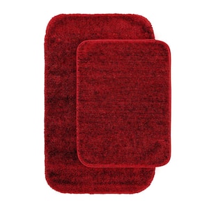 Traditional Chili Pepper Red 21 in. x 34 in. Washable Bathroom 2 -Piece Rug Set