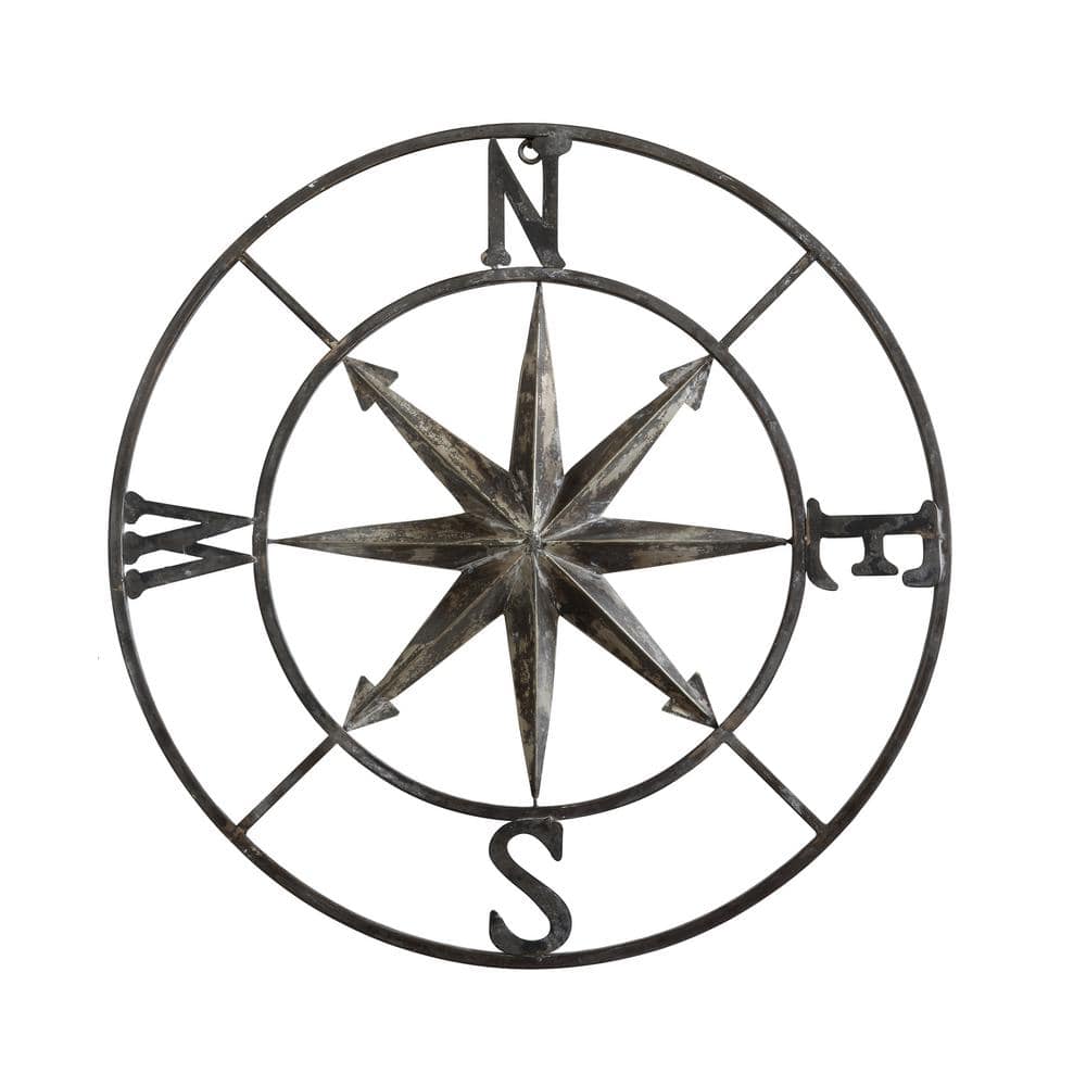 Stratton Home Decor Distressed White Compass Wall Decor, Extra Large - 2