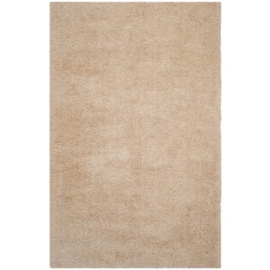 Venice Shag Champagne 5 ft. x 8 ft. Solid Area Rug
