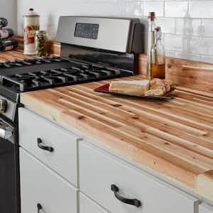 8 ft. L x 4 in. D Unfinished Acacia Solid Wood Butcher Block Backsplash Countertop With Square Edge