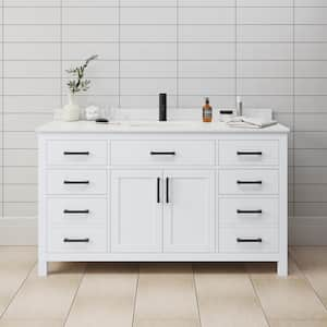 Beckett 60 in. W x 22 in. D x 35 in. H Single Sink Bath Vanity in White with Carrara Cultured Marble Top