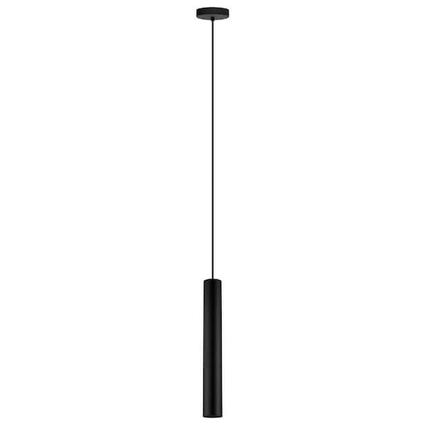 Eglo Tortoreto 2.36 in. W x 15.75 in. H 1-Light Matte Black Mini Pendant with Cylinder Metal Shade