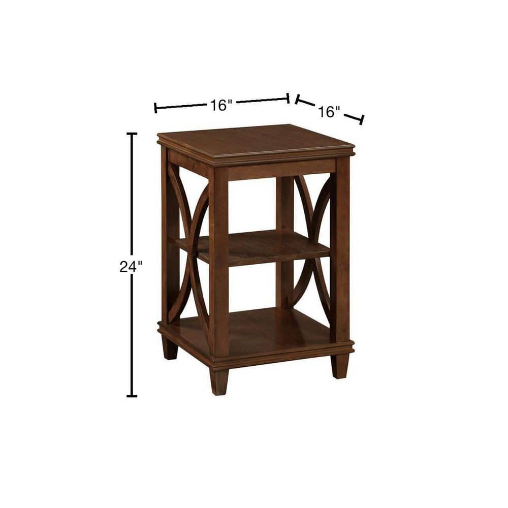 Espresso Oak Veneer 24" Transitional End Table with Shelves