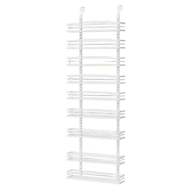 9-Tier 15.3 in. W x 4.9 in. D x 74.8 in. H Over The Door Metal Spice Rack Shelves for Kitchen, Home and Bathroom, White
