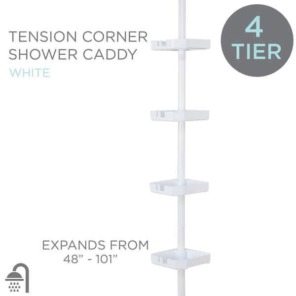 Bath Bliss Deluxe Flex Adjustable Shower Caddy in White 10090-WHT - The  Home Depot