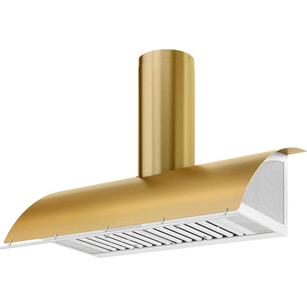 Okeanito 48 in. Shell Only Wall Mount Range Hood with LED Lights in Brushed Gold