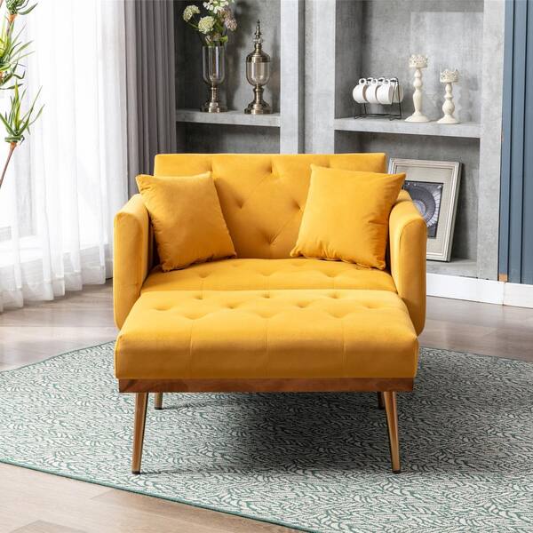 yellow velvet chaise lounge