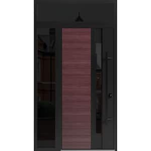 0162 48 in. x 96 in. Left-hand/Inswing 2 Sidelight Tinted Glass Red Oak Steel Prehung Front Door with Hardware