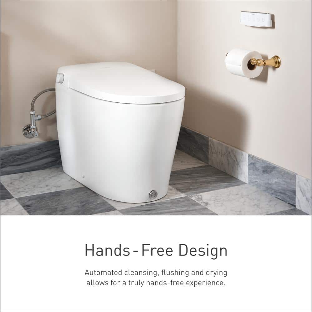 White Elongated One-Piece Smart Toilet with Remote