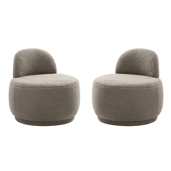 ARTFUL LIVING DESIGN Franco Grey Upholstered Sherpa Contemporary Side Chair（Set of 2）