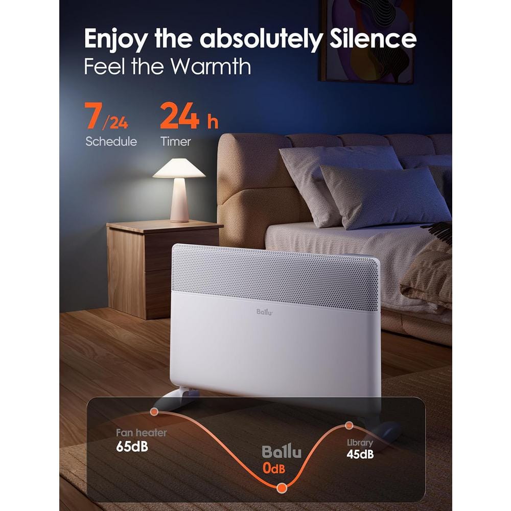 White Electric Convection Panel Heater with Thermostat and Remote