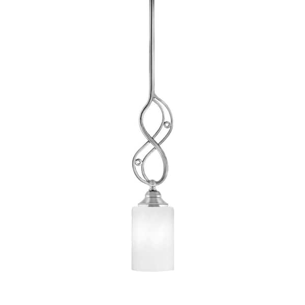 Unbranded Revell 100-Watt 1-Light Chrome Stem Mini Pendant Light with White Marble Glass Shade and Light Bulb Not Included