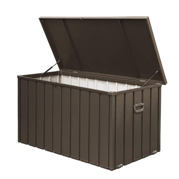 200 Gal. Waterproof Outdoor Storage Deck Box with Loackable Lid for Outside Cushions, Garden Tools in Dark Brown