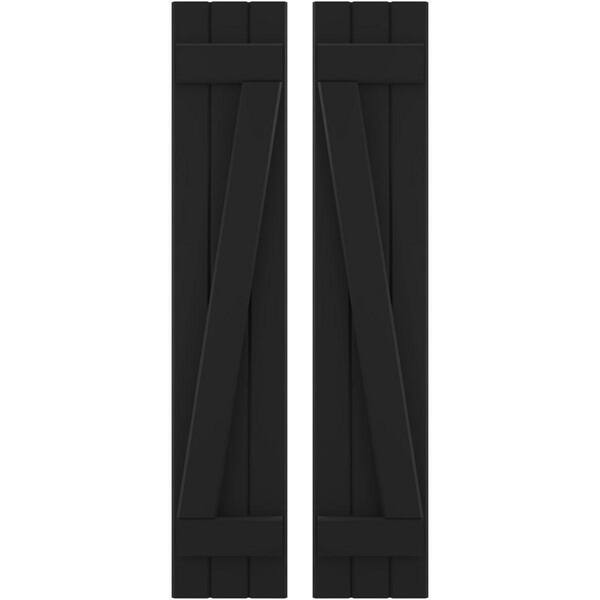 Ekena Millwork 10-1/2 in. W x 51 in. H Americraft 3-Board Exterior Real Wood Joined Board and Batten Shutters with Z-Bar in Black
