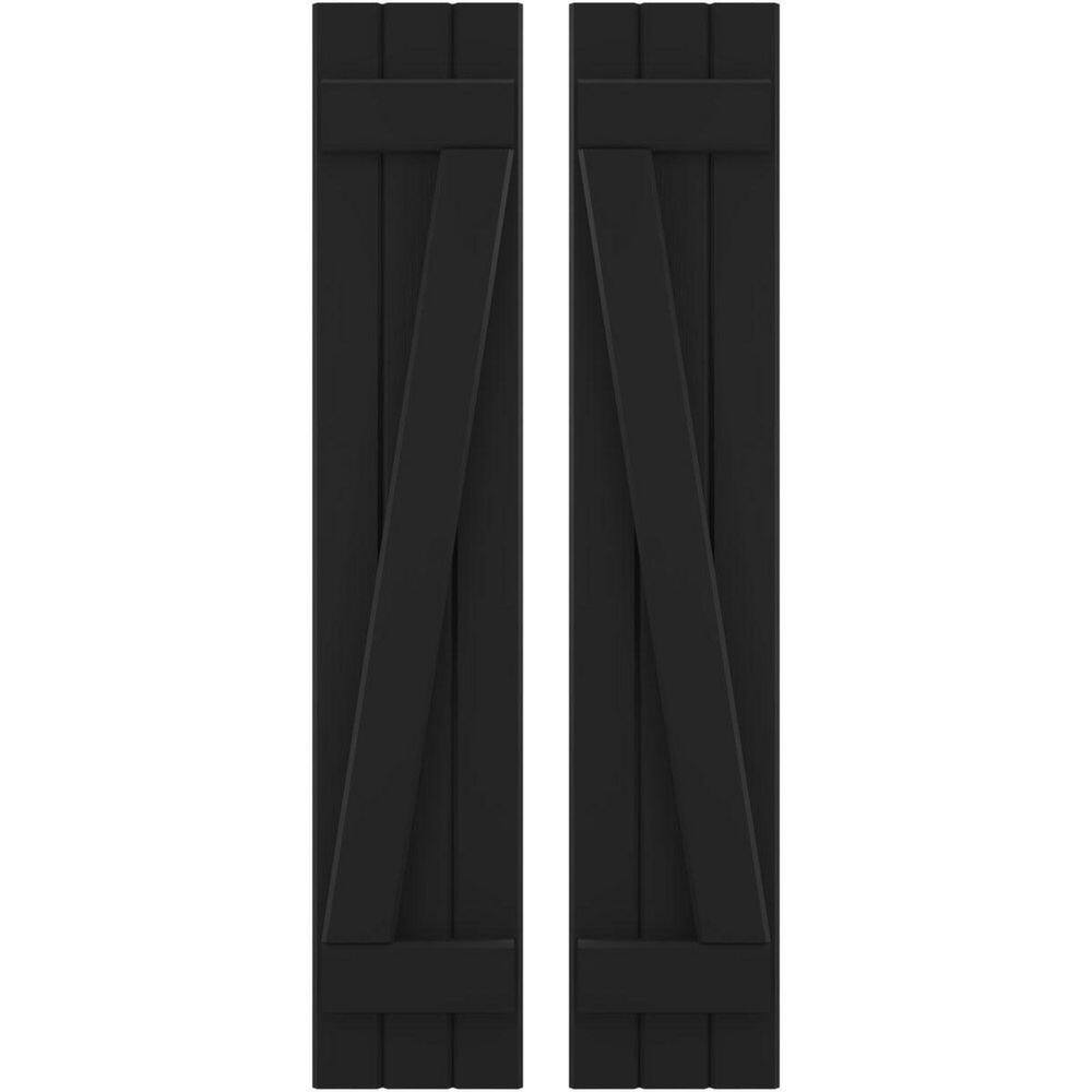 10-1/2 in. W x 61 in. H Americraft 3-Board Exterior Real Wood Joined Board and Batten Shutters with Z-Bar in Black price history on PriceWatchPro