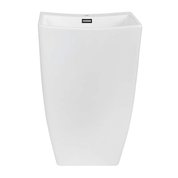 Streamline 21.7 in. Solid Surface Resin Pedestal Sink Basin in White