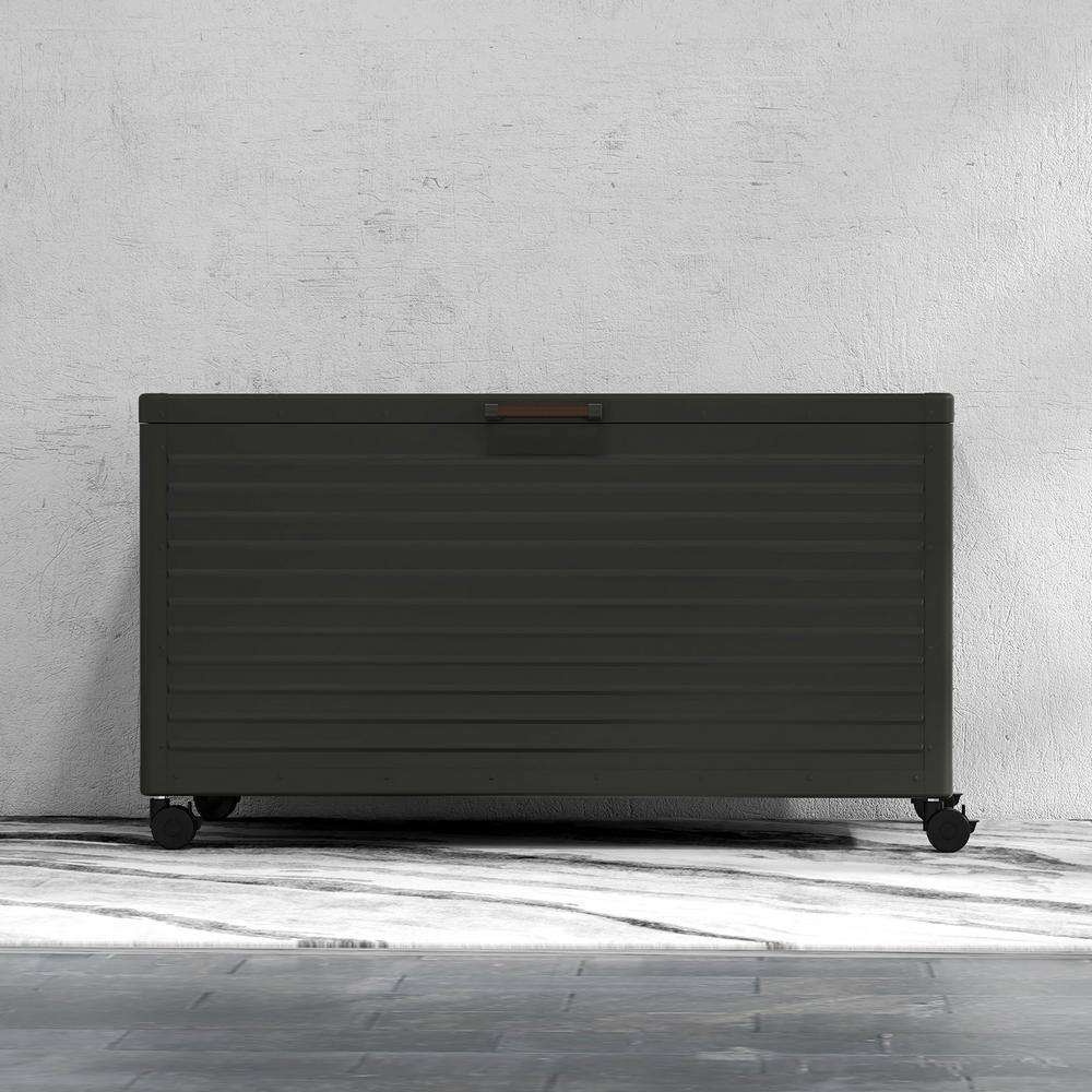 134 Gallon Charcoal Metal Deck Box with Wheels