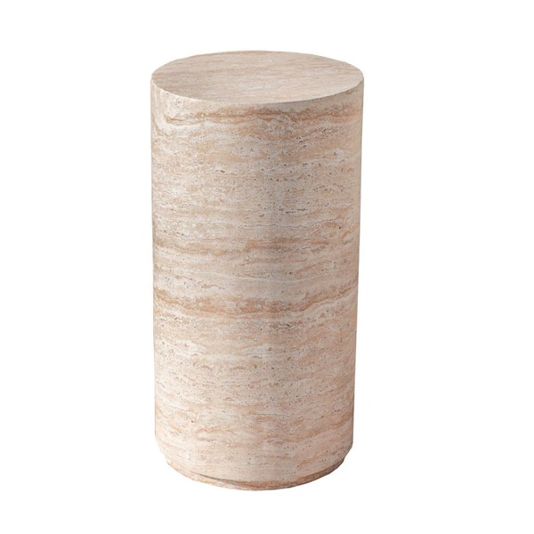 moda furnishings W 14.17 in. x H 27.56 in. Round Magnesium Oxide Faux Marble Outdoor Side Table