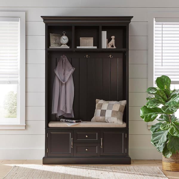 Hastings Home Entryway Storage Bench Hall Tree Black