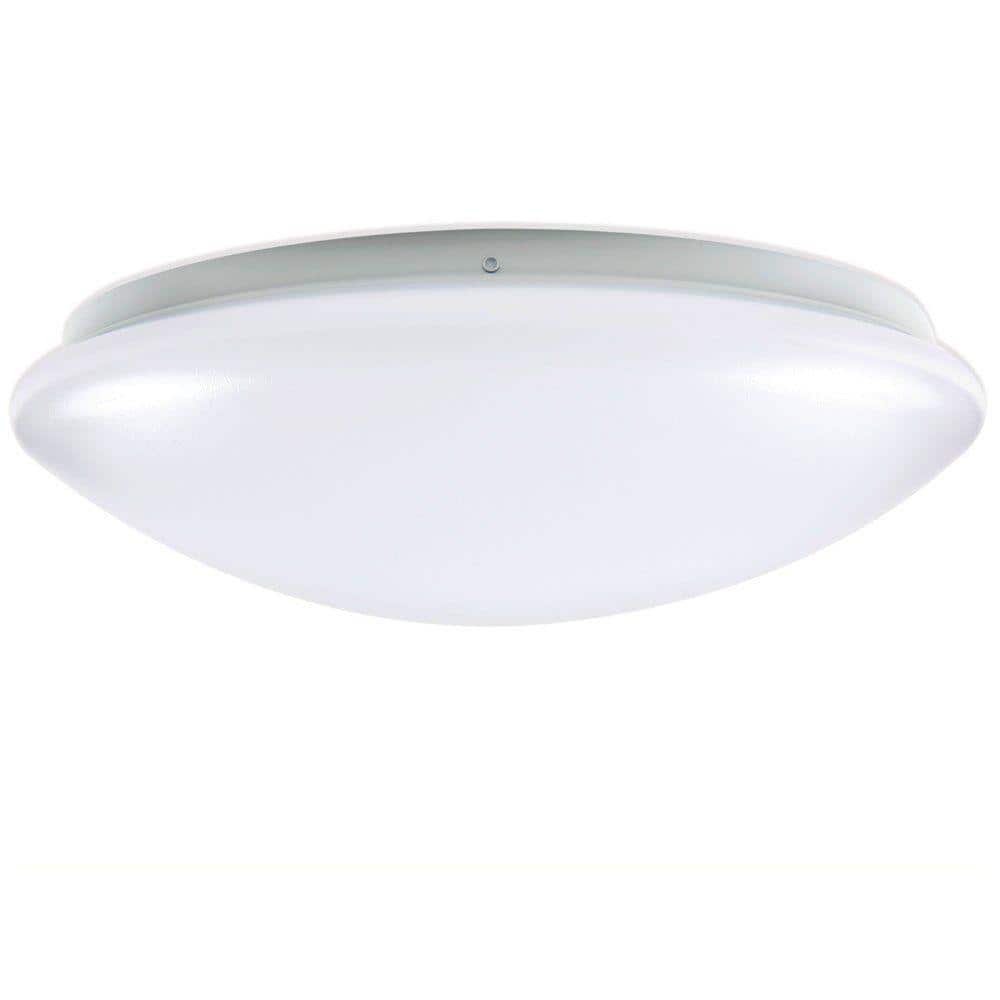 Sleek White 14" LED Energy Star Flush Mount Light for Indoor/Outdoor