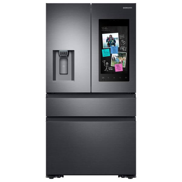 Samsung 22 2 Cu Ft Family Hub 4 Door French Door Recessed Handle Smart Refrigerator In Black Stainless Counter Depth Rf23m8570sg The Home Depot