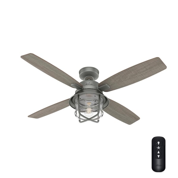 Hunter Port Royale 52 in. LED Indoor/Outdoor Matte Silver Ceiling Fan with Light and Remote