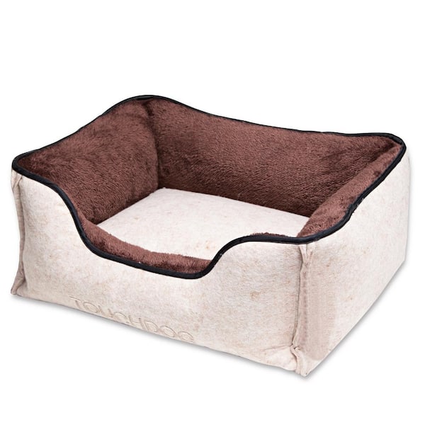 Touchdog Medium Beige Felter Shelter Luxury Designer Premium Dog Bed