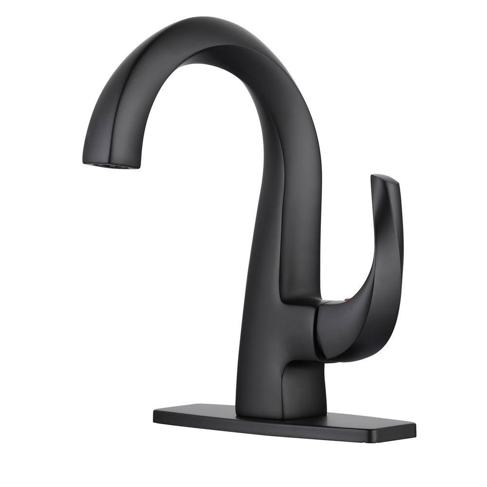Single Handle High Arc Single Hole Bathroom Faucet with Deckplate Included and Drain Kit included in Matte Black price history on PriceWatchPro