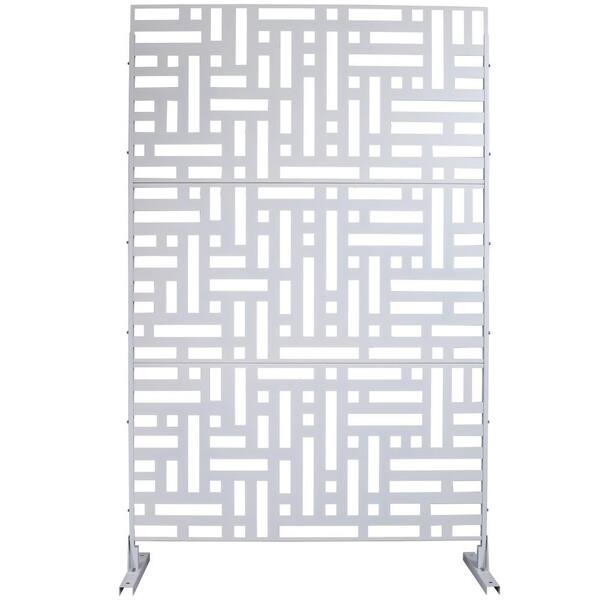 Tidoin 6.3 ft. x 4 ft. White Steel Freestanding Decorative Privacy