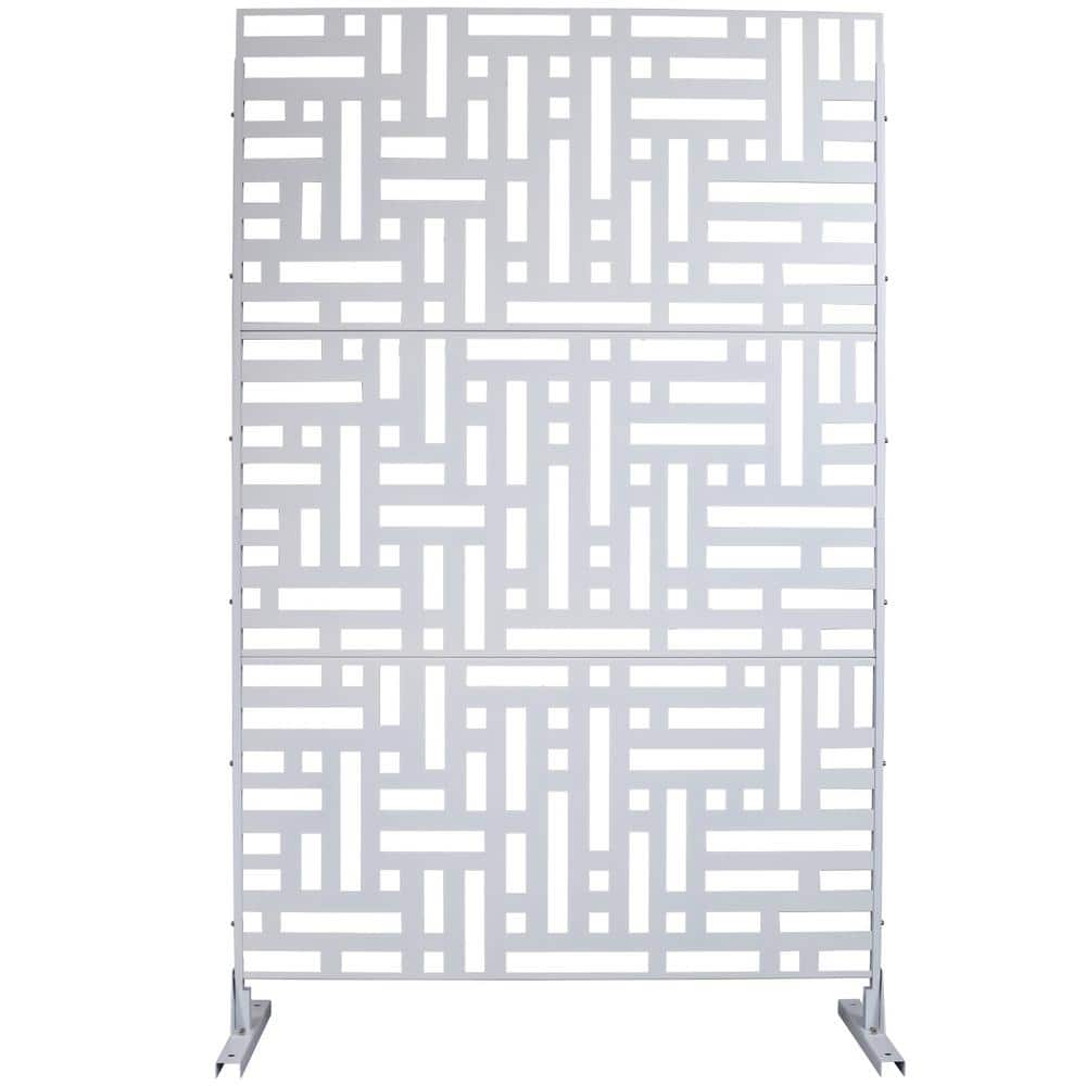 6.3 ft. x 4 ft. White Steel Freestanding Flat Flat Top Decorative Privacy Screen Metal Fence Panel price history on PriceWatchPro