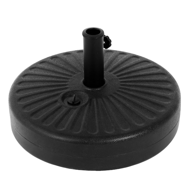 Otryad 83 lb. Plastic Patio Umbrella Base With 2 Adjustable Knobs, Can Filled with Water/Sand for Outdoor in Black