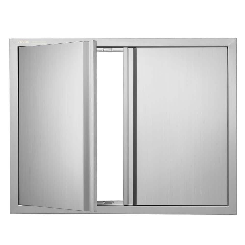 VEVOR Double Outdoor Kitchen Door 31 in. W x 24 in. H BBQ Access Door Stainless Steel Flush Mount Door with Recessed Handles