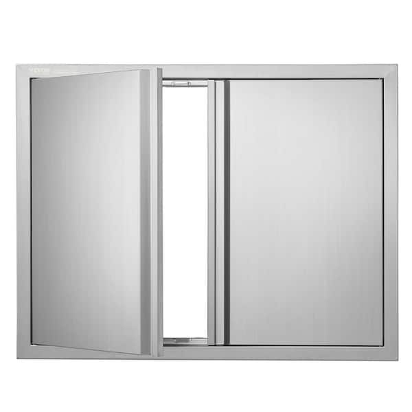 VEVOR Double Outdoor Kitchen Door 31 in. W x 24 in. H BBQ Access Door Stainless Steel Flush Mount Door with Recessed Handles