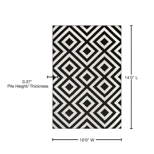 nuLOOM Zadie Geometric Black 10 ft. x 14 ft. Area Rug RZEL01C