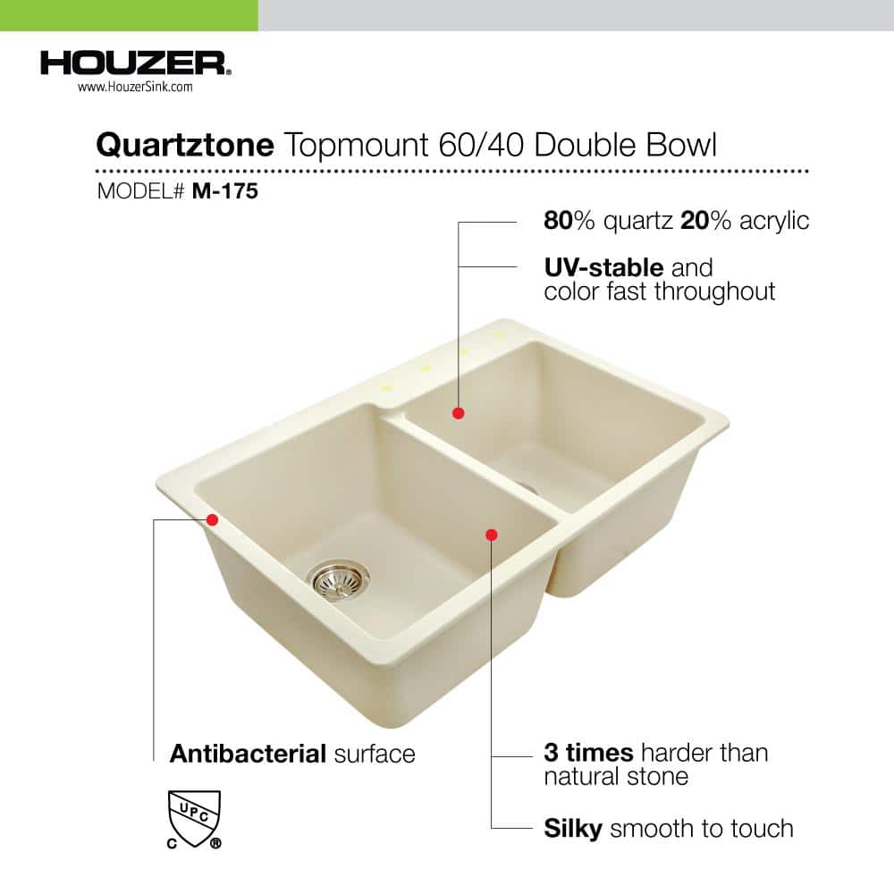 Mocha Quartz Double Bowl Drop-In Kitchen Sink