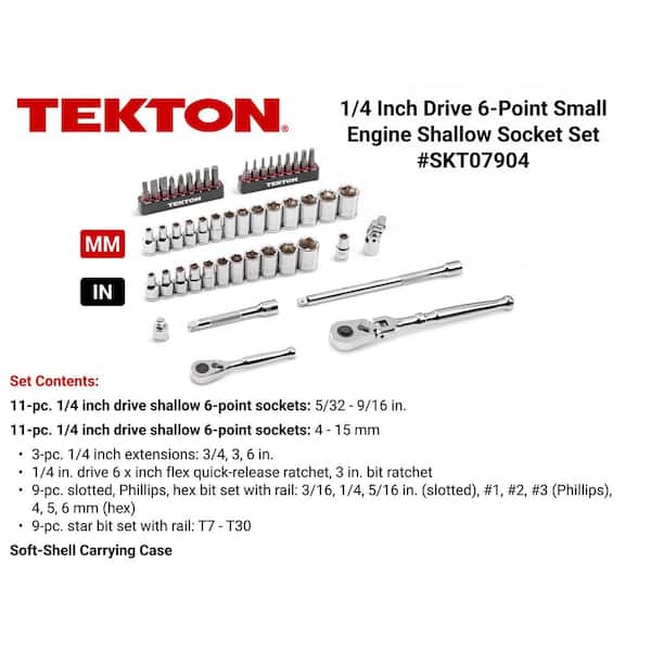 1/4 Inch Drive Small Engine Repair Kit with Flex Head Quick-Release Ratchet and Case (50-Piece)