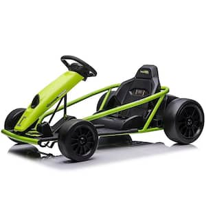 24V Kids Riding Kart, 8MPH Drift Electric Car with Music and Speakers, 9Ah Large Battery, Green