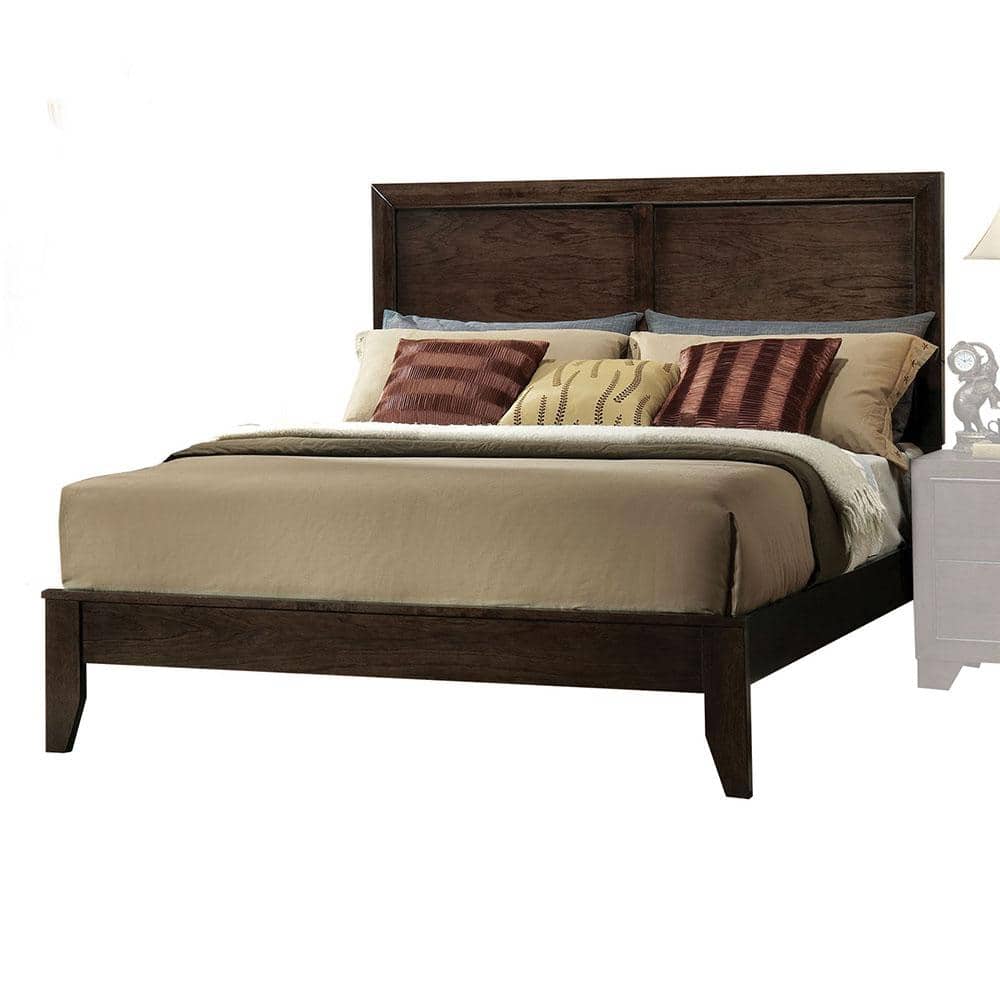 Espresso King Bed with Wood Frame and Storage Drawer
